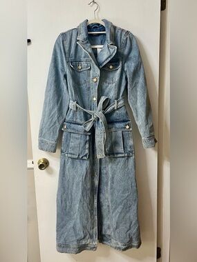 NWT AKIRA Blue Denim Trench Jacket